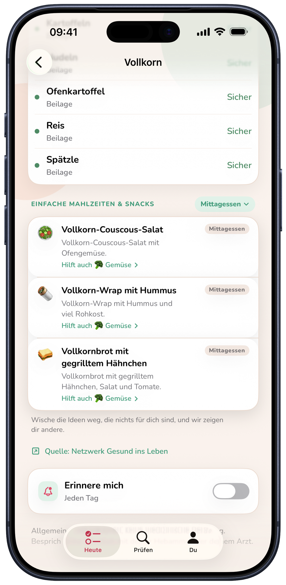 Ein Bloei-Ziel mit einfachen Ideen für Mahlzeiten und Snacks