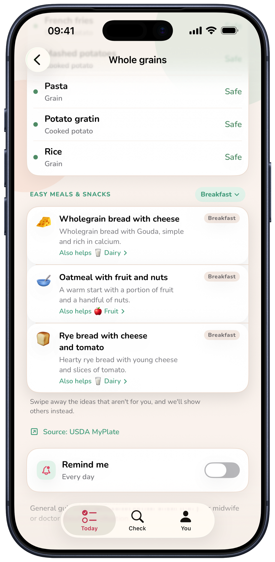 A Bloei goal detail with easy meal and snack ideas