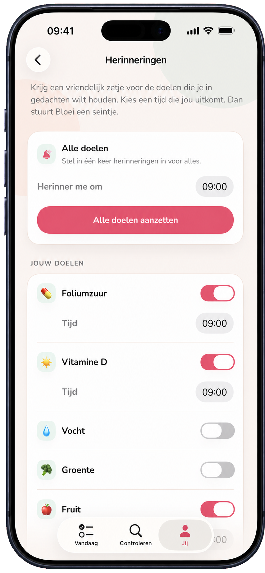 Instellingen voor herinneringen in Bloei